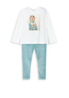Mayoral Mini Girl top and Velvet Legging Set, Green