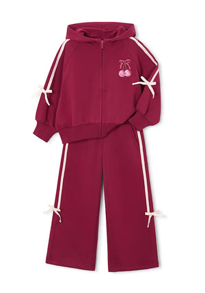 Mayoral Mini Girl Cherry Bow 2 Piece Tracksuit, Red