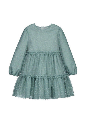 Mayoral Mini Girl Long Sleeve Tulle Dress, Green
