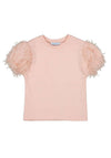 Mayoral Mini Girl Tulle Puff Sleeve Tee, Pink