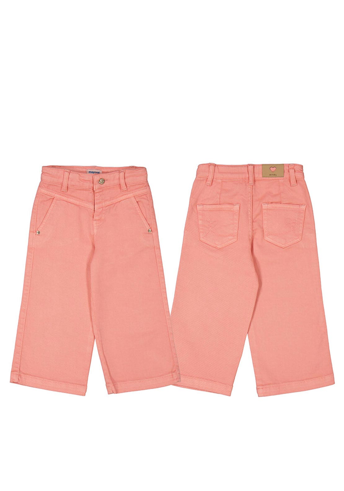 Mayoral Mini Girl Twill Wide Leg Trouser, Pink