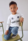 Mayoral Mini Boy Team Leader Long Sleeve Top, Cream