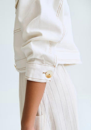 Mayoral Older Girl Long Sleeve Twill Jacket, Off White