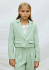 Mayoral Older Girl Long Sleeve Lapel Jacket, Green