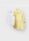 Mayoral Older Girl Blouse and Vest Set, Yellow