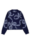 Mayoral Older Girl Bow Long Sleeve Sweater, Navy