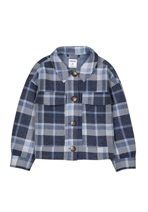 Mayoral Older Girl Long Sleeve Check Jacket, Navy