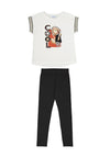 Mayoral Older Girl Top and Legging Set, White and Black