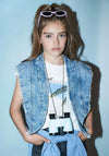 Mayoral Older Girl Denim Vest, Blue
