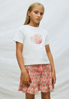 Mayoral Older Girl Feather print Skirt, Coral