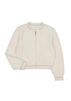 Mayoral Older Girl Knit Fleece Jacket, Cream