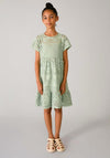 Mayoral Older Girl Short Sleeve Lace Dress, Green