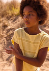 Mayoral Older Girl Crochet Look Short Sleeve Top, Yellow