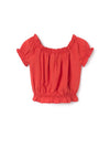 Mayoral Older Girl Off Shoulder Top, Orange