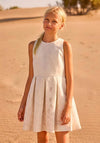 Mayoral Older Girl Sleeveless Floral Dress, Off White