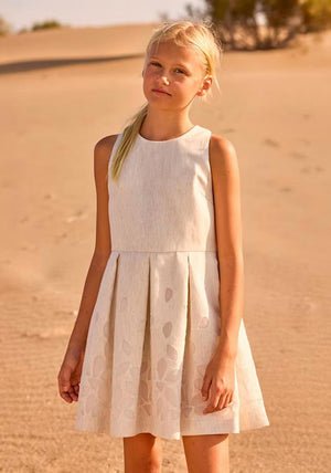 Mayoral Older Girl Sleeveless Floral Dress, Off White