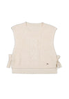 Mayoral Older Girl Sleeveless Knitted Vest, Cream