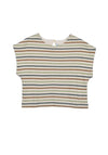 Mayoral Older Girl Crochet Look Short Sleeve Top, Cream Multi