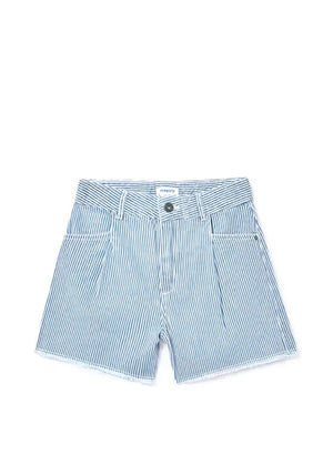 Mayoral Older Girl Striped Denim Short, Blue