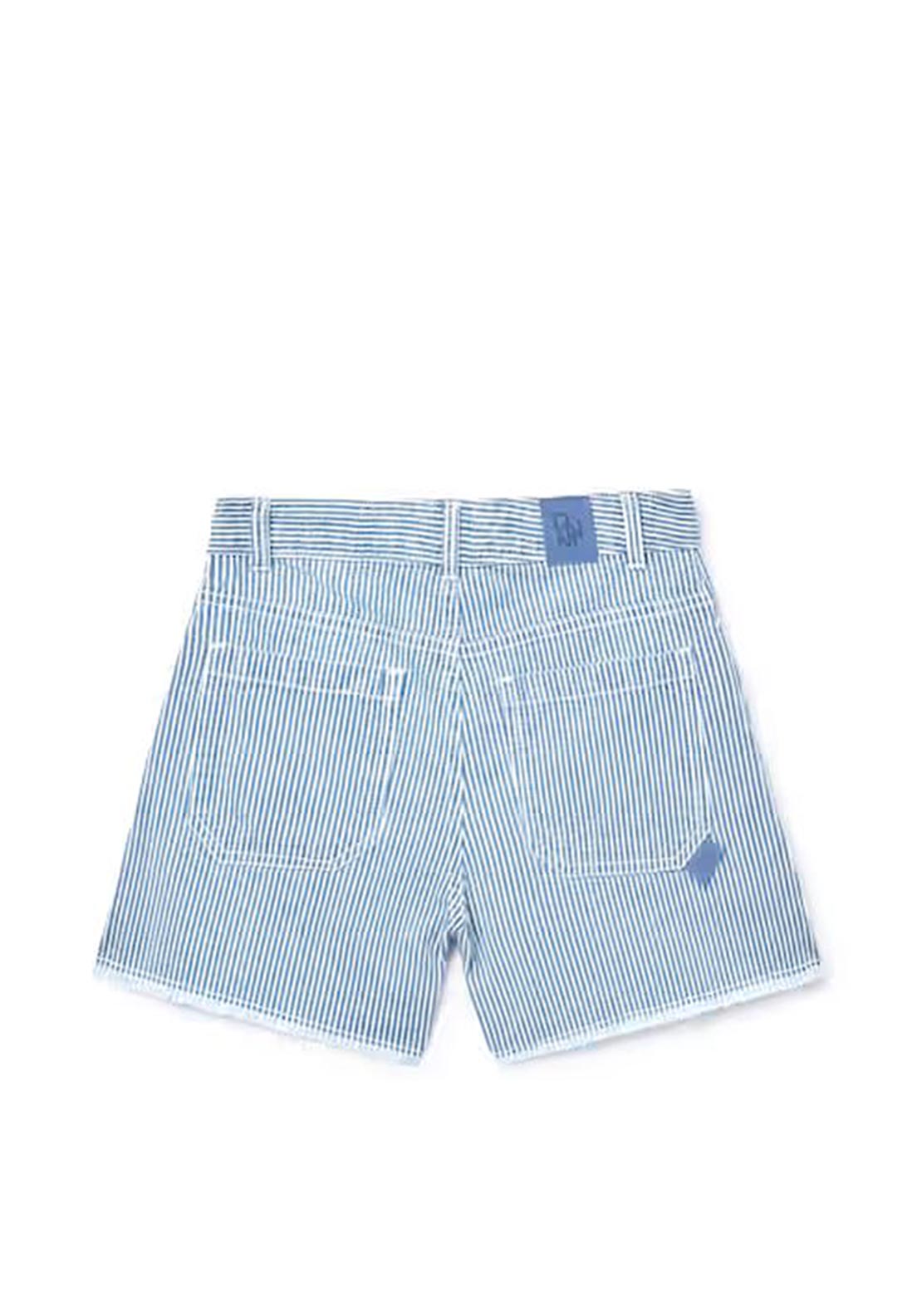 Mayoral Older Girl Striped Denim Short, Blue