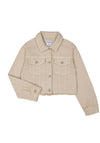 Mayoral Older Girl Twill Long Sleeve Jacket, Cream
