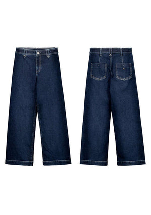 Mayoral Older Girl Wide Leg Denin Jean, Dark Blue