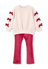 Mayoral Mini Girl Bow Sweater and Flare Legging Set, Red