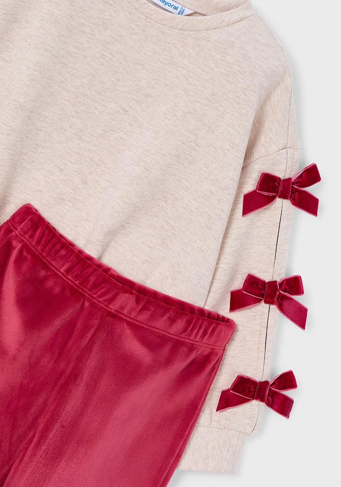 Mayoral Mini Girl Bow Sweater and Flare Legging Set, Red