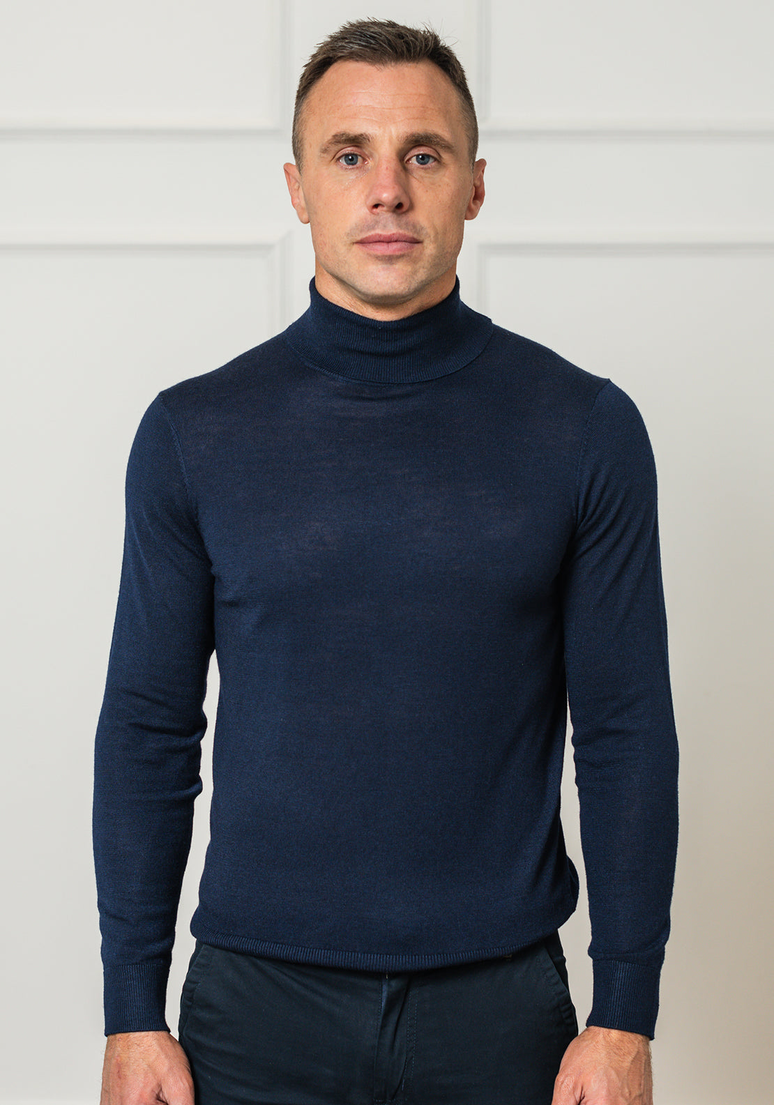 Tommy Bowe Tailoring McBryde Polo Neck Sweater, Navy
