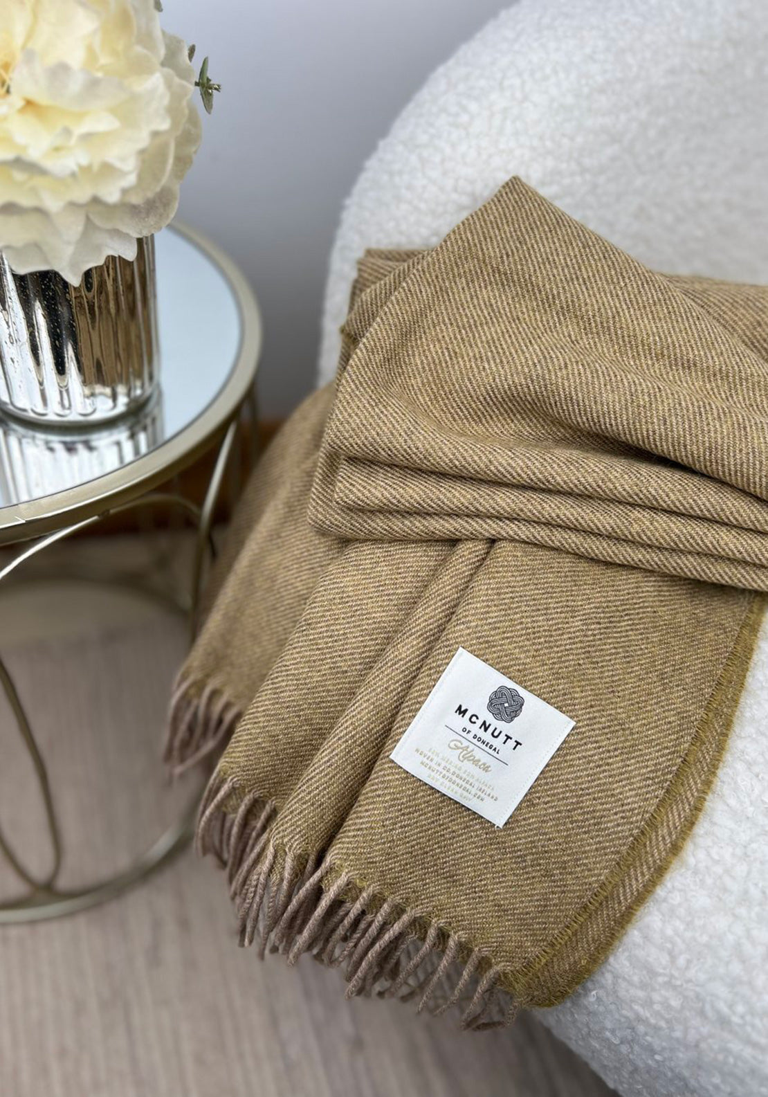 McNutt of Donegal Alpaca Throw, Olive