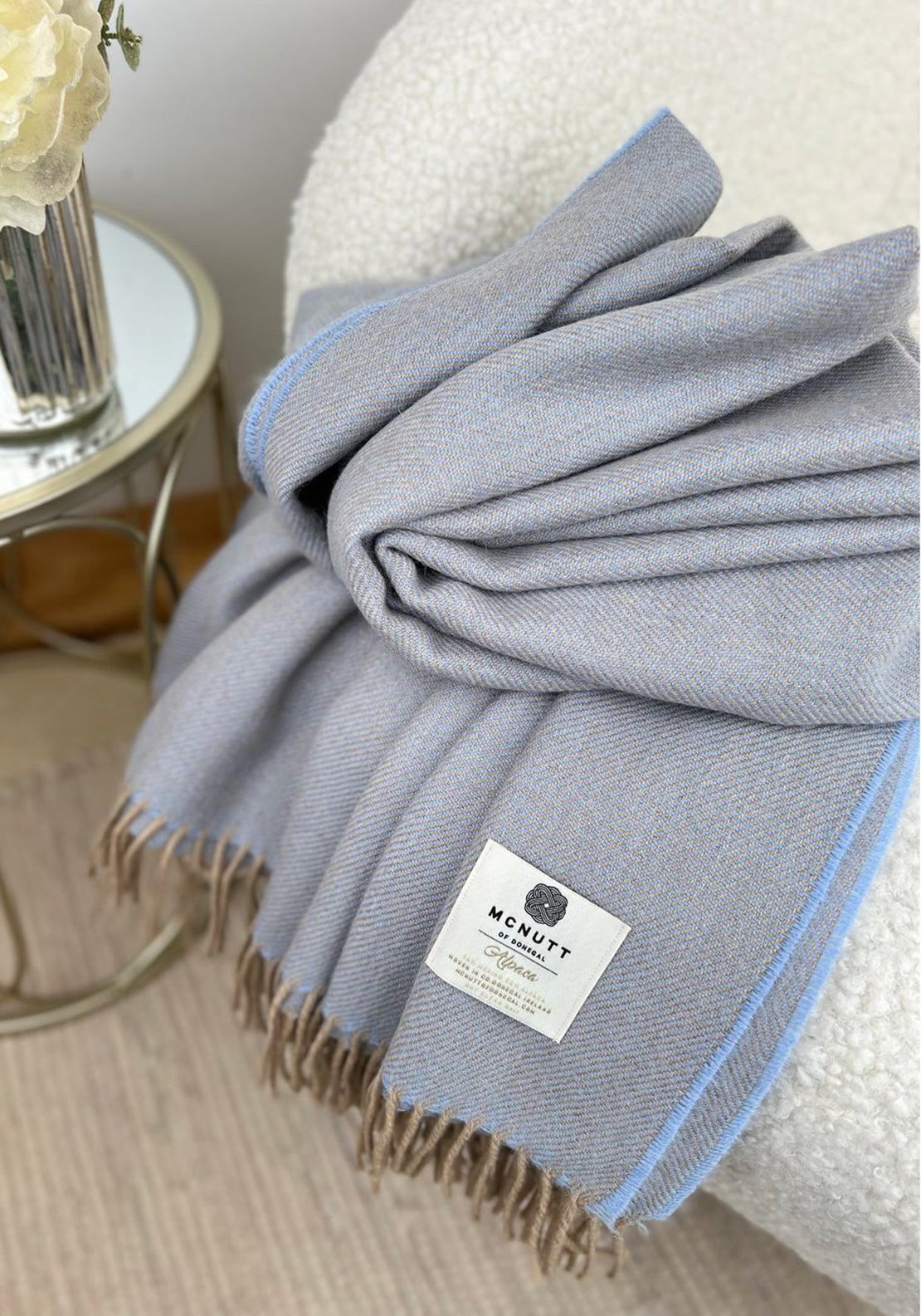 McNutt of Donegal Alpaca Throw, Blue Moon