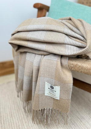 McNutt of Donegal Clodagh Check Throw, Beige