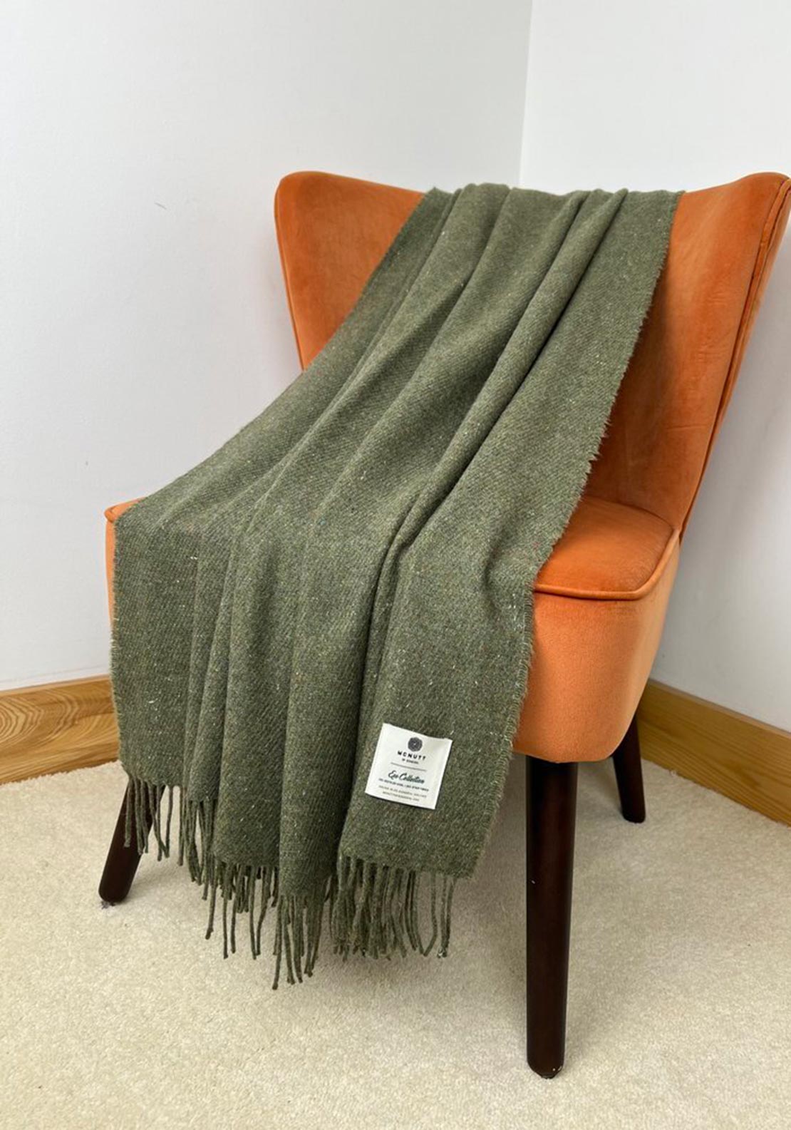 McNutt of Donegal ForeverWool Throw, Khaki