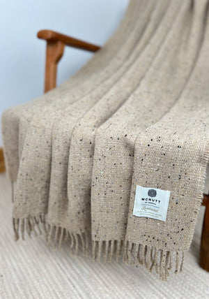 McNutt of Donegal Inishkeel Tweed Throw, Oatmeal