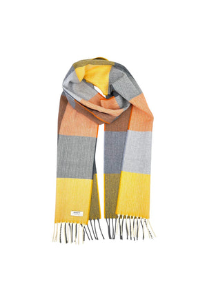 L WOOL ORANGE SMOKE CHECK SCARF