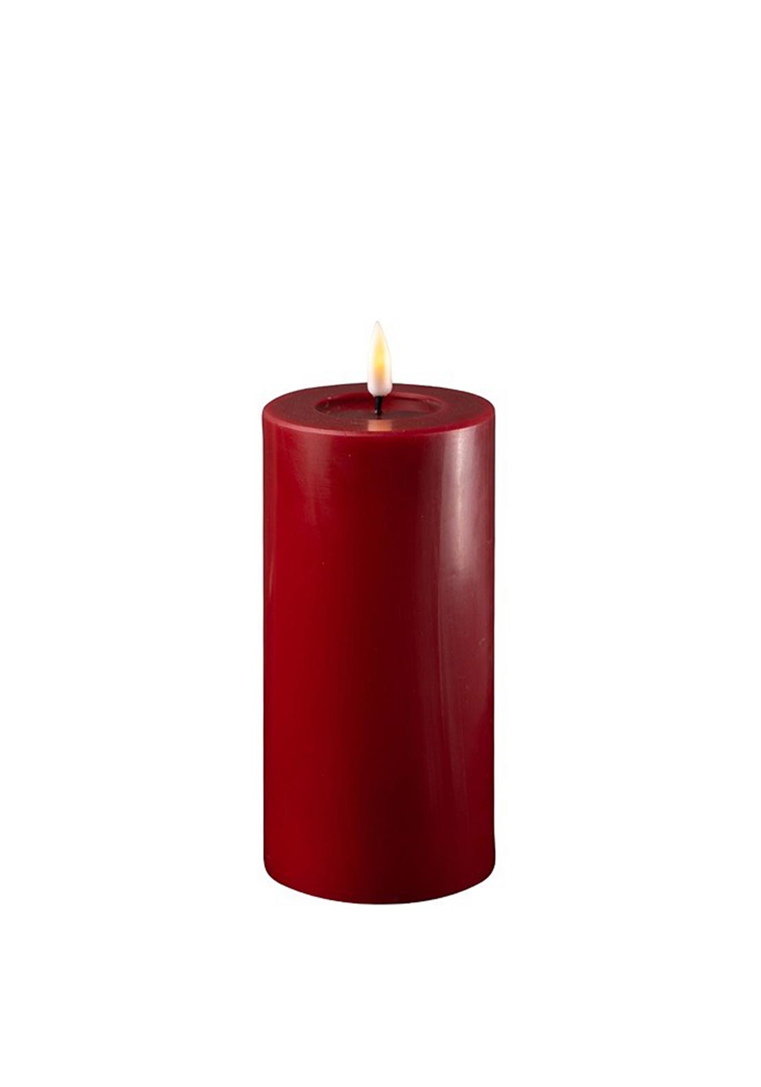 Deluxe Homeart LED Medium Narrow Pillar 7.5x15cm Candle, Bordeaux Red