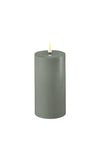 Deluxe Homeart LED Medium Narrow Pillar 7.5x15cm Candle, Sage Green