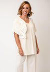 MALISSA J RIPPLE JERSEY V NECK TOP WIH FLOWER