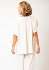 MALISSA J RIPPLE JERSEY V NECK TOP WIH FLOWER