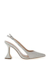 Menbur Shimmer Pointed Toe Heeled Shoe, Silver