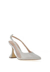 Menbur Shimmer Pointed Toe Heeled Shoe, Silver