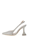 Menbur Shimmer Pointed Toe Heeled Shoe, Silver