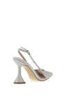Menbur Shimmer Pointed Toe Heeled Shoe, Silver