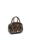 Zen Collection Faux Leather Stud Mini Crossbody Bag, Brown