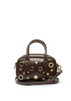 Zen Collection Faux Leather Stud Mini Crossbody Bag, Brown
