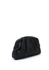 Zen Collection Diamante Slouched Detail Clutch, Black