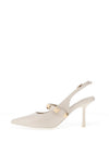 Menbur Pisces Patent Stud Pointed Toe Heeled Shoes, White