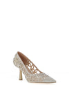 Menbur Canopus Diamante Heeled Pointed Court Shoes, Gold