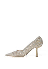 Menbur Canopus Diamante Heeled Pointed Court Shoes, Gold