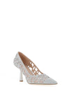 Menbur Canopus Diamante Heeled Pointed Court Shoes, Silver